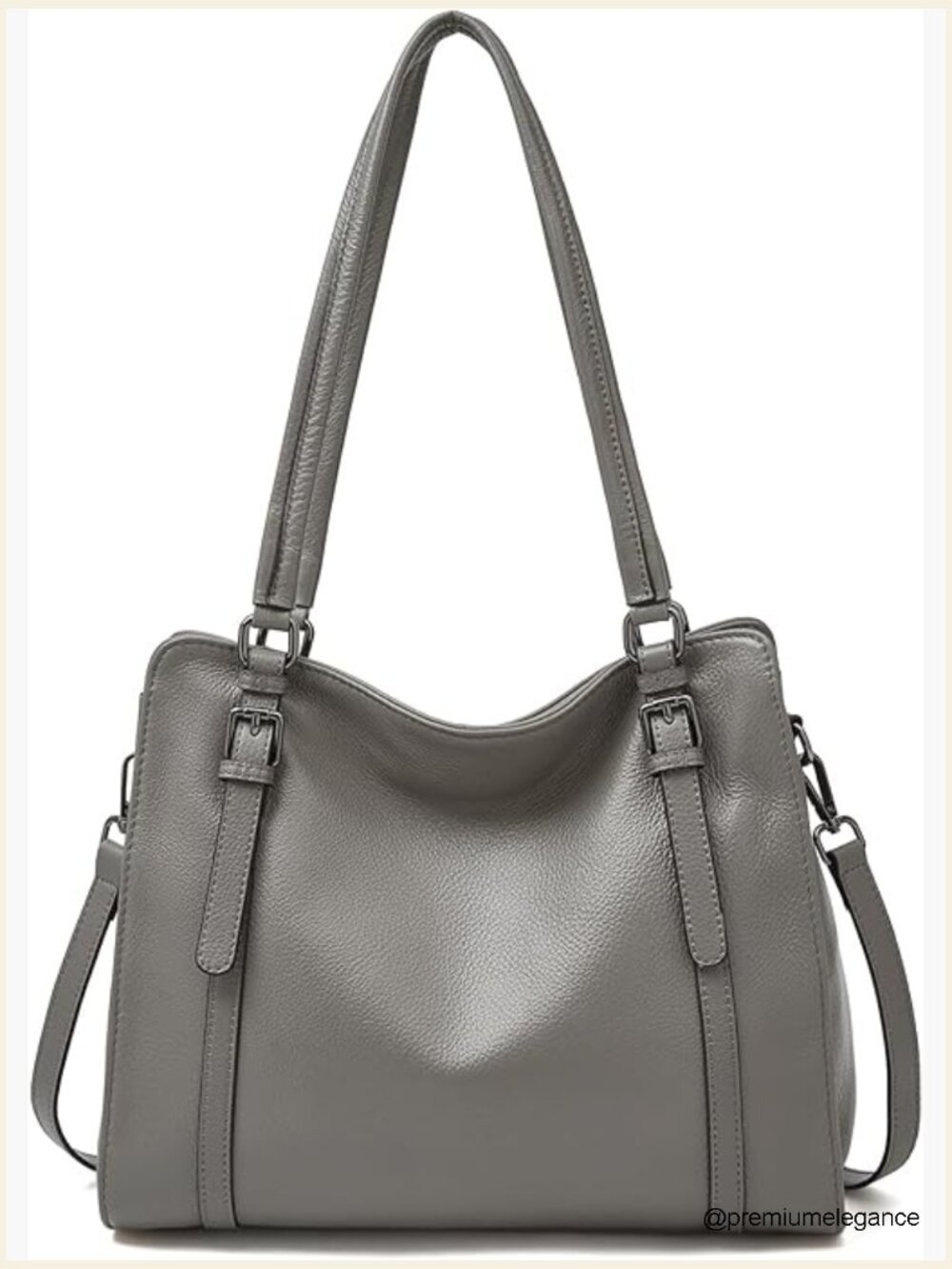 Genuine Leather Hobo Bag with Zipper Pockets, Large Tote for Travel